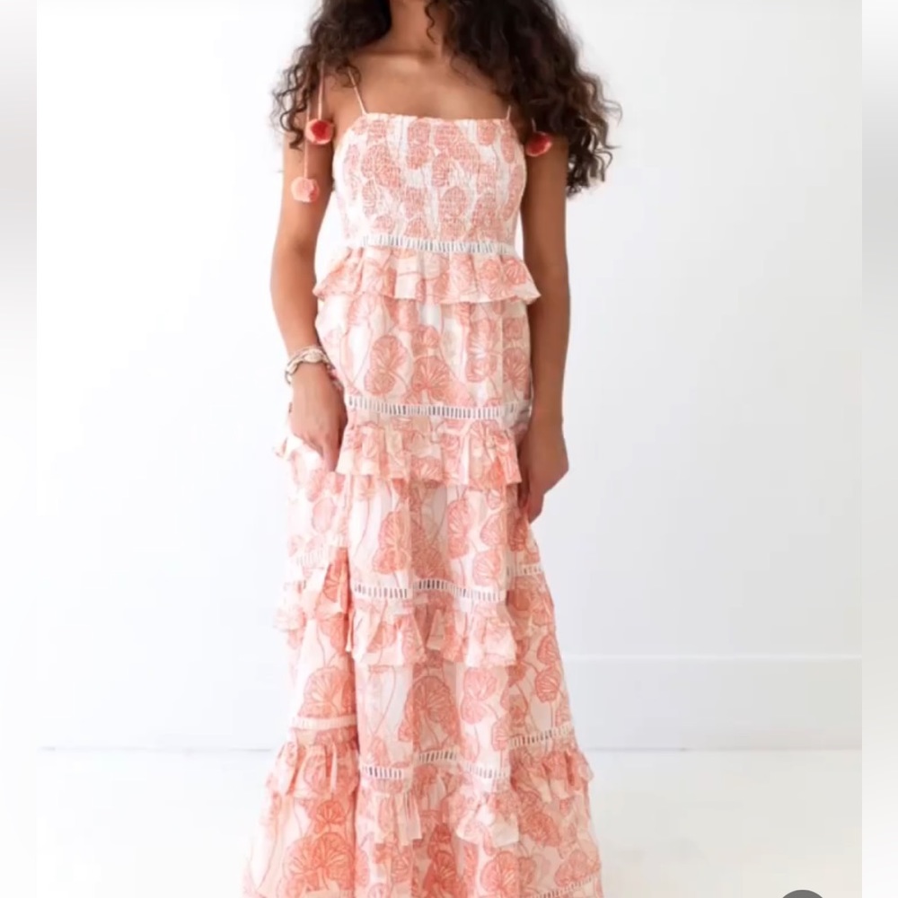 Marea by Liz Joy Coral Cove Ruffle Maxi Dress